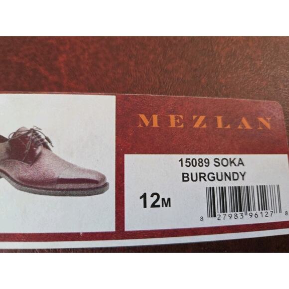 Mezlan Soka Deer Burgundy Classic Lace Up Cap Toe Calf Skin Shoes 12M main image 8